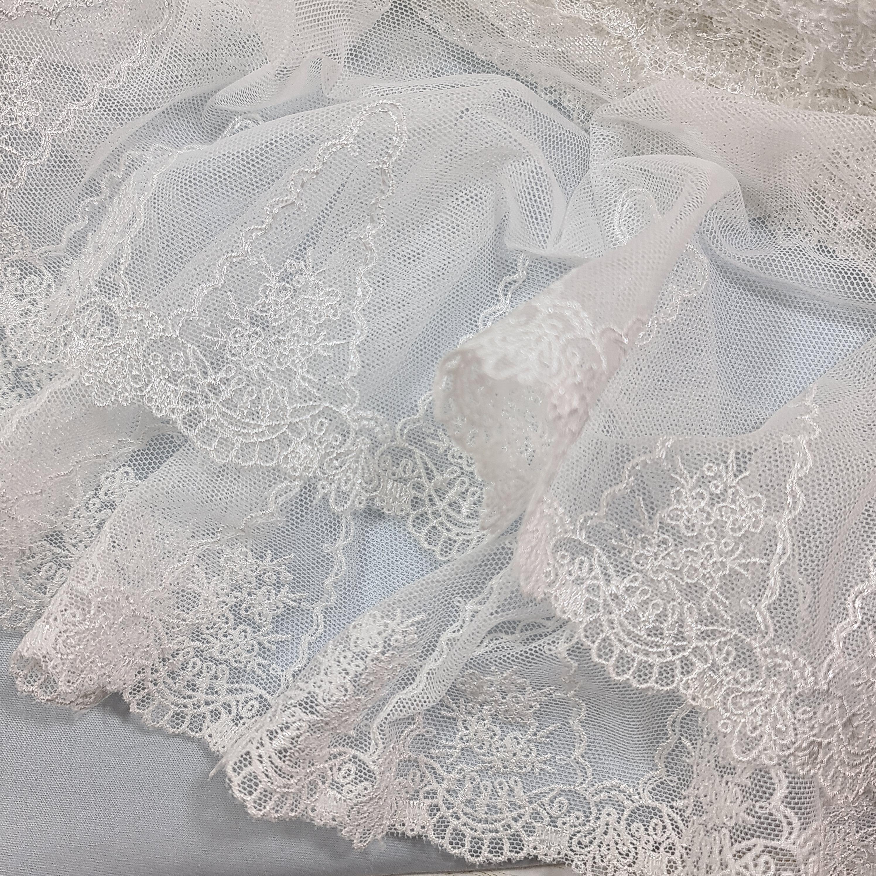 картинка Кружево 1050(молочный). Кружево на сетке. Цена за 1 метр от магазина Ариши Рукодельные нежности