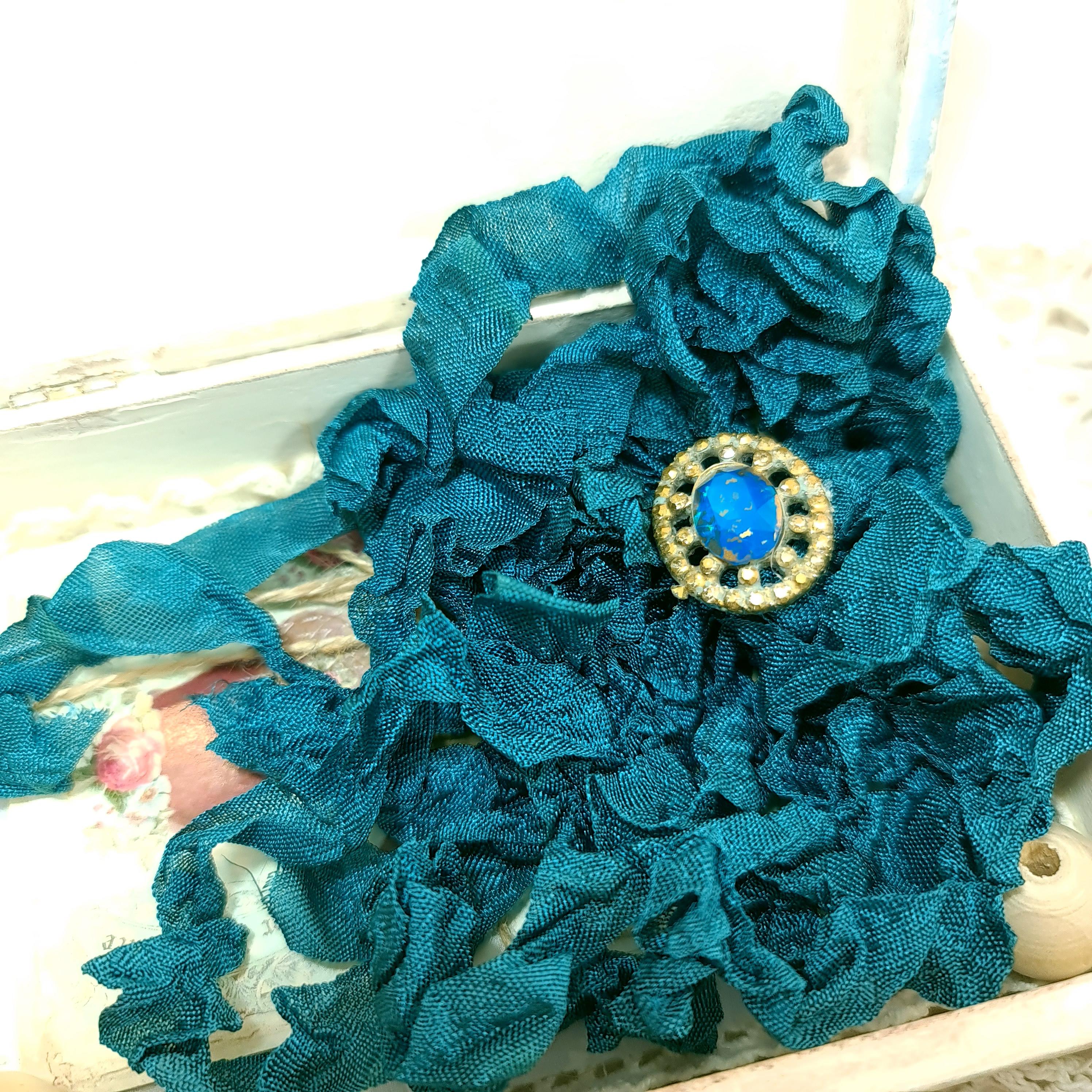 фото Шебби лента №133 темная морская волна от магазина Ариши "Кукольные нежности"