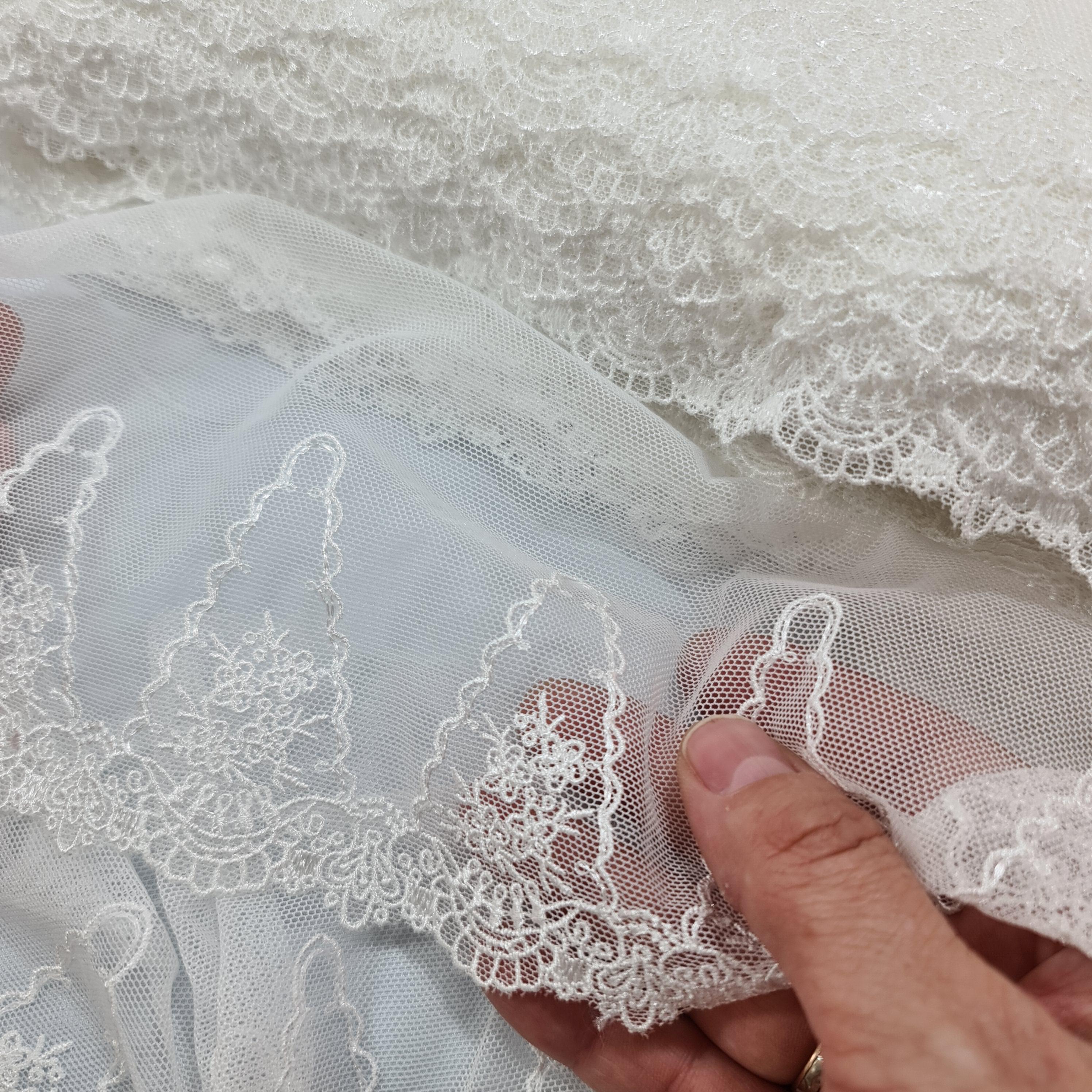 картинка Кружево 1050(молочный). Кружево на сетке. Цена за 1 метр от магазина Ариши Рукодельные нежности