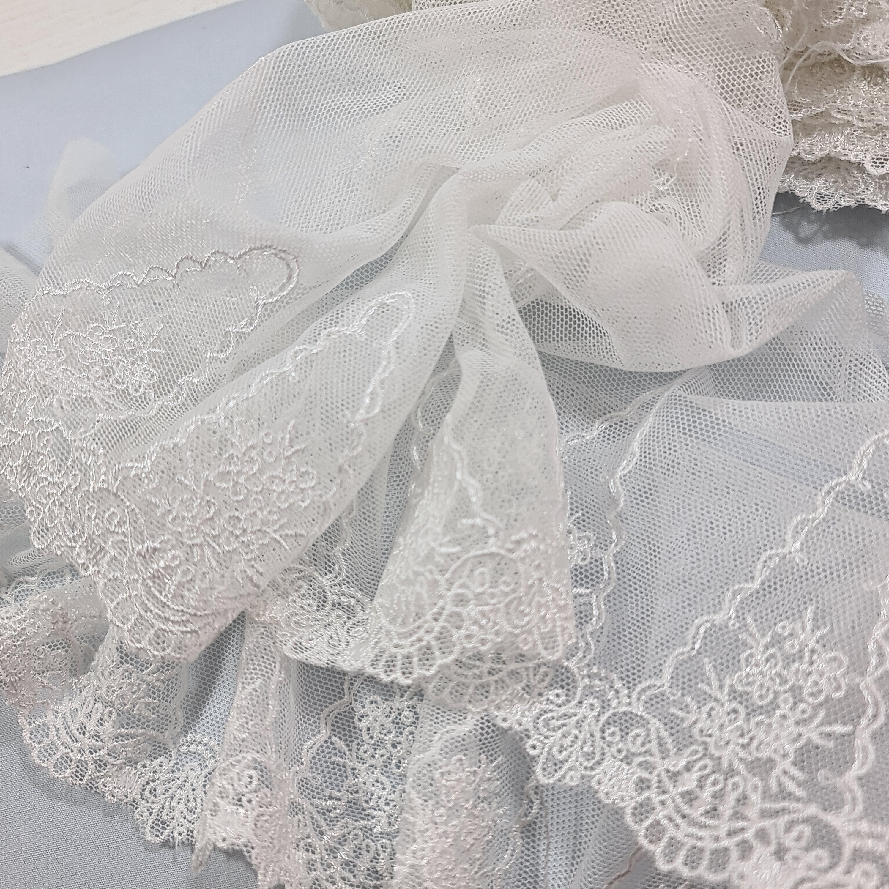 картинка Кружево 1050(молочный). Кружево на сетке. Цена за 1 метр от магазина Ариши Рукодельные нежности
