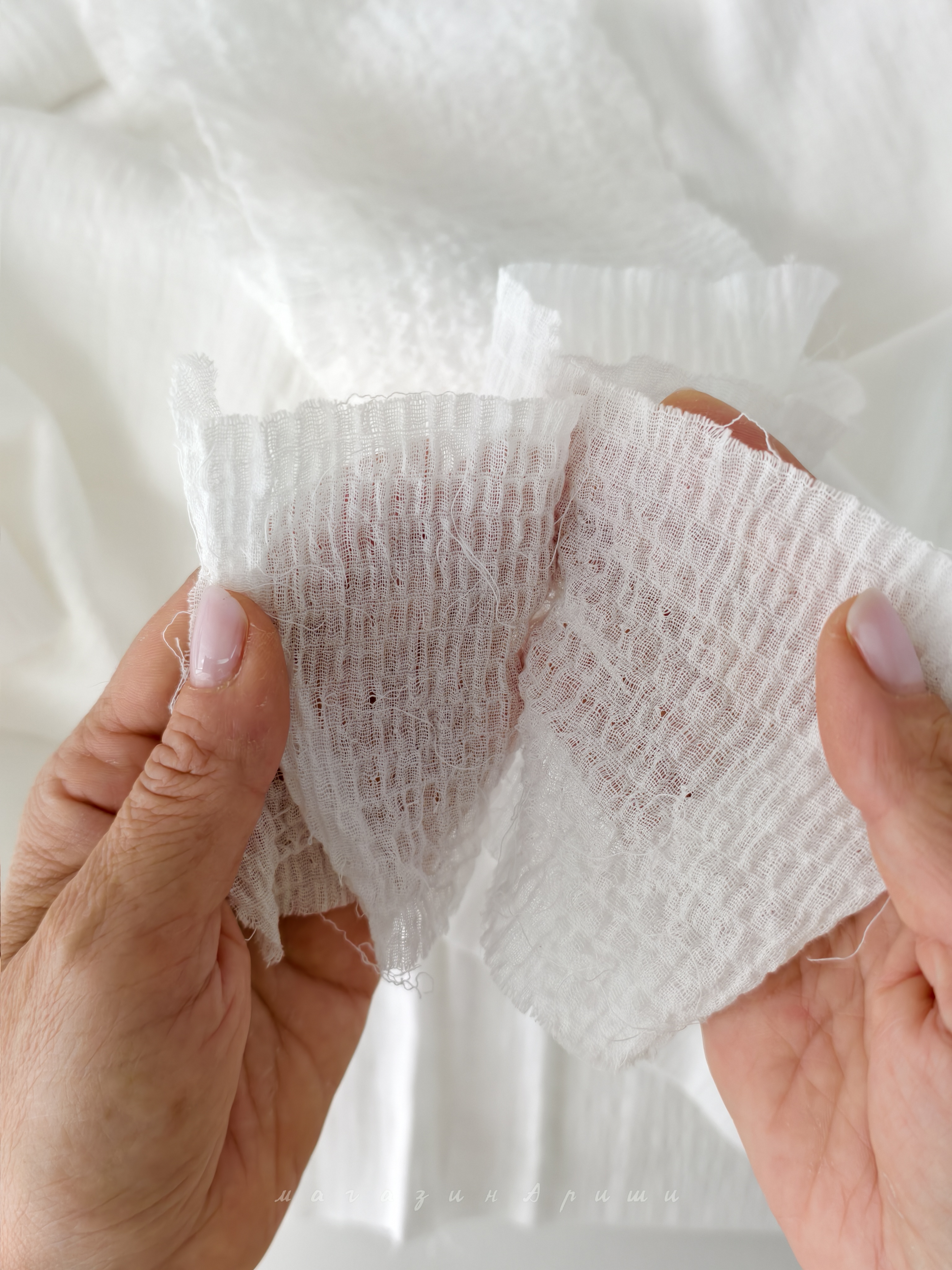 Хлопок двухслойный "Воздушный" (арт. 07) с возможностью разделения на полупрозрачные слои для кукольной и летней одежды от магазина «Кукольные нежности»