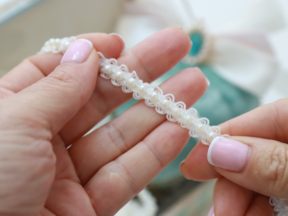 картинка Тесьма "Кружевная с бусинами " . Цена за 1 метр  от магазина Ариши Рукодельные нежности