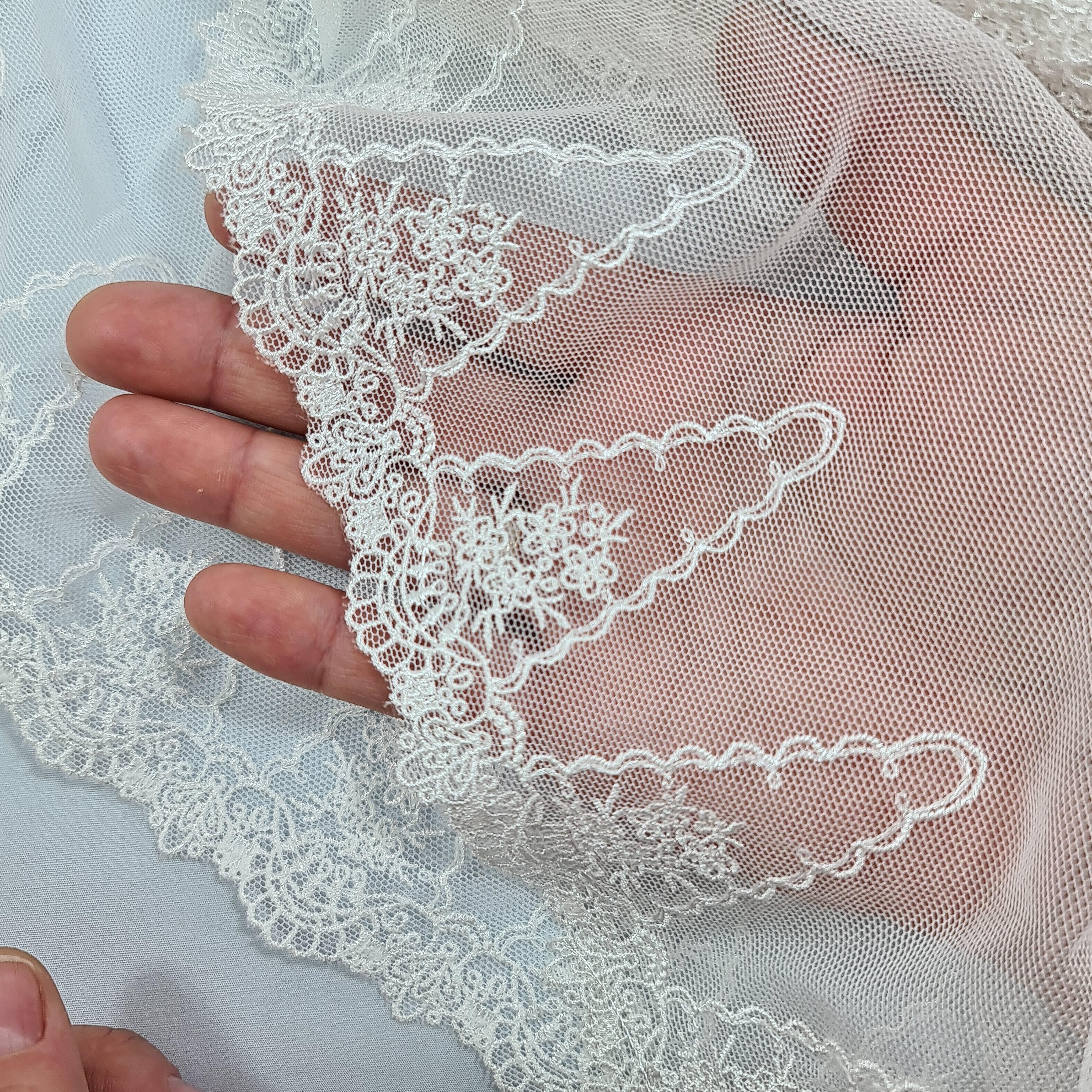 картинка Кружево 1050(молочный). Кружево на сетке. Цена за 1 метр от магазина Ариши Рукодельные нежности