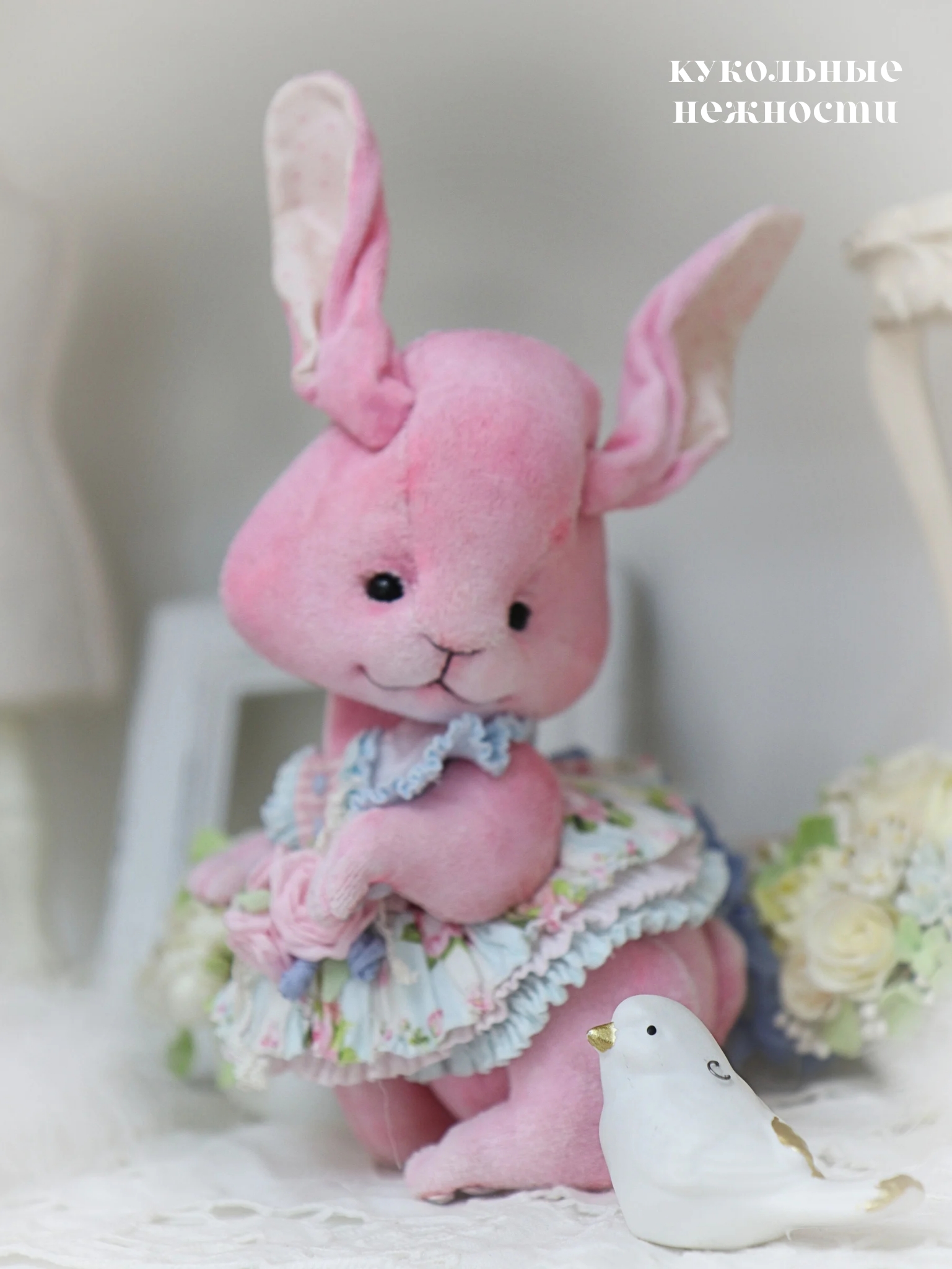 фото  Видео-курс: Зефирная зайка. Игрушка из ткани и шерсти своими руками. школа кукол Ариши